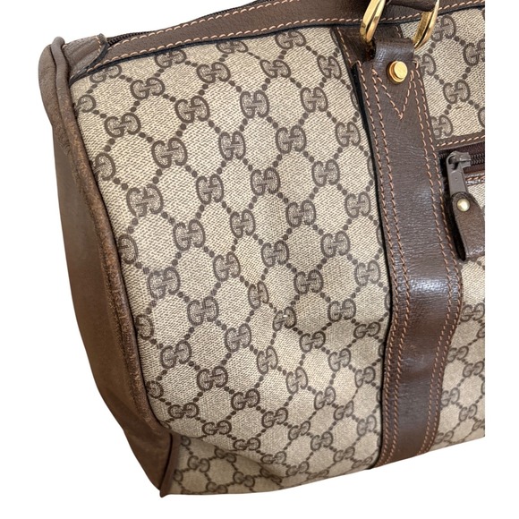 Gucci Vintage GG Supreme Boston Duffle Bag Brown Monogram Weekender Travel Bag - Picture 8 of 16